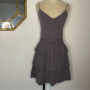 American Eagle Outfitters Gray Tiered Ruffled V-Neck Sundress